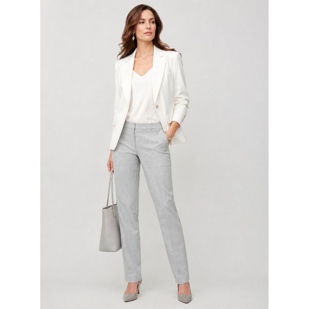 NWT Banana Republic Curvy Rayn Pants Women 8 Gray Mid Rise Machine Washable Wool
